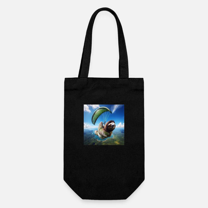 Faultier Wanderer Paragliding - Geschenkbeutel für Flaschen - Schwarz