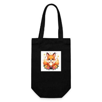Magic Fox & Flowers - Gift Bag for Bottles - black - Front