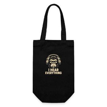 Gorilla I Hear Everything - Geschenkbeutel für Flaschen - Schwarz - Vorne