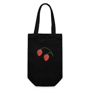 Erdbeeren - Geschenkbeutel für Flaschen - Schwarz - Vorne