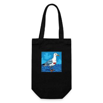 Moin, ihr Strandpiraten - Geschenkbeutel für Flaschen - Schwarz - Vorne