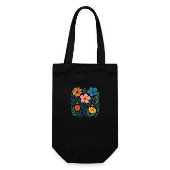 Flowers - Gift Bag for Bottles - black - Front