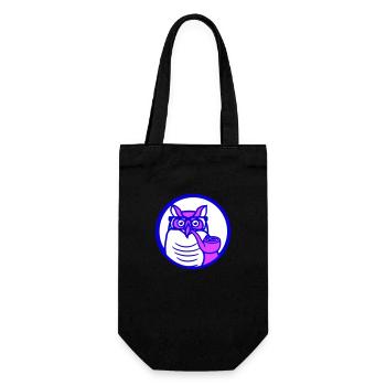 Owl Pipe Smoking Old Grandpa Eagle Owl Branch Tree Forest - Gift Bag for Bottles - black - Front