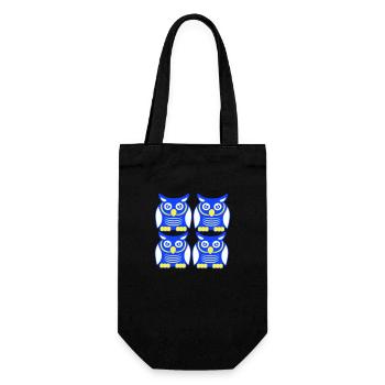 Many Owls Decorative Pattern Team Eagle Owl 4 Friends - Gift Bag for Bottles - black - Front