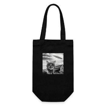 Selfie de chat avec un OVNI extraterrestre Funny Space - Sac à bouteille - noir - Devant