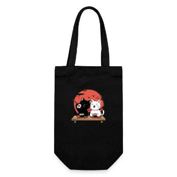 Sushi Cats - Mignon design de chat japonais - Sac à bouteille - noir - Devant