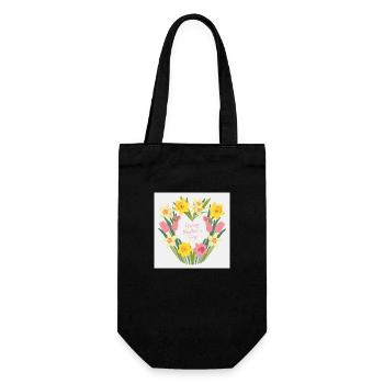 Muttertags Geschenk Blumenstrauß - Geschenkbeutel für Flaschen - Schwarz - Vorne