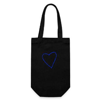 Blaues Herz Geschenkidee Liebe verliebt - Geschenkbeutel für Flaschen - Schwarz - Vorne
