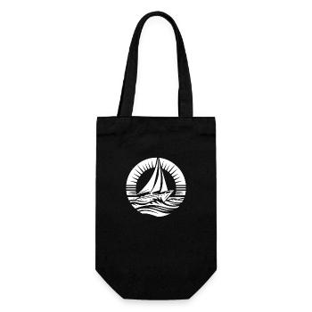 Modernes Segelboot im Wellen Emblem - Geschenkbeutel für Flaschen - Schwarz - Vorne