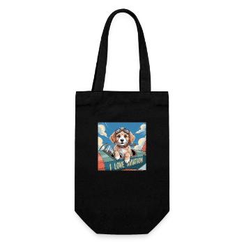 Ich liebe die Fliegerei in Englisch. I love - Geschenkbeutel für Flaschen - Schwarz - Vorne