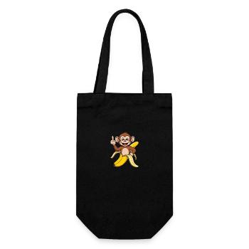 Singe coquin avec banane - Conception de dessin animé amusante - Sac à bouteille - noir - Devant