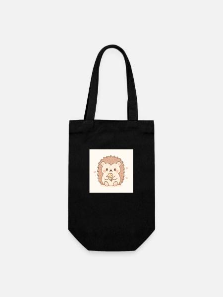 Hérisson Kawaii dans un style pastel - Sac à bouteille - noir
