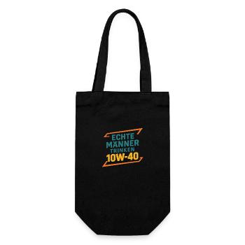 Echte Manner trinken 10W-40 - Geschenkbeutel für Flaschen - Schwarz - Vorne