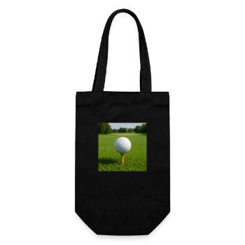 Sport - Golf, Golfball auf dem Abschlag - Geschenkbeutel für Flaschen - Schwarz - Vorne