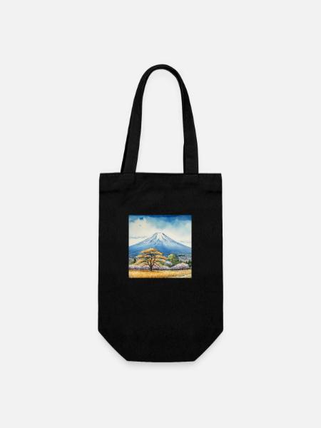 Frühlingsblick auf Fuji - Geschenkbeutel für Flaschen - Schwarz