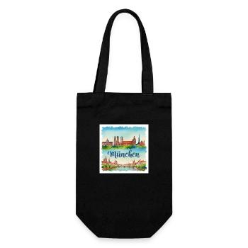 München Aquarell - Geschenkbeutel für Flaschen - Schwarz - Vorne
