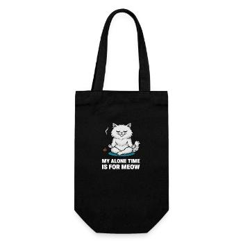 Mon temps seul est pour miaouer – Chat zen sarcastique - Sac à bouteille - noir - Devant