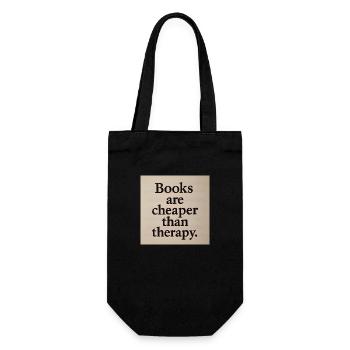 Bücher sind billiger als Therapien. - Geschenkbeutel für Flaschen - Schwarz - Vorne