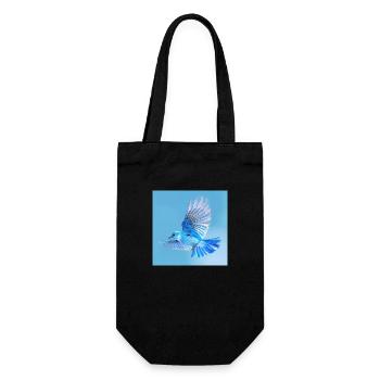 blue songbird in flight blue background - Gift Bag for Bottles - black - Front