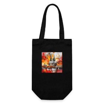 Cologne Cathedral City Skyline Rhine Bridge Ship Museu - Gift Bag for Bottles - black - Front