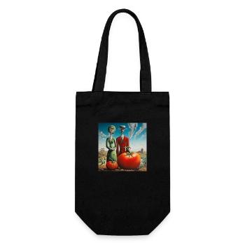 Ferme de tomates, couple, paysage de tomates, surréaliste - Sac à bouteille - noir - Devant