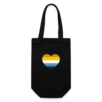 Herz in den Farben der AroAce-Flagge - Geschenkbeutel für Flaschen - Schwarz - Vorne