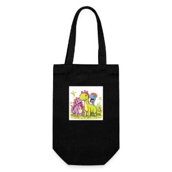 Dino Freunde - Geschenkbeutel für Flaschen - Schwarz - Vorne