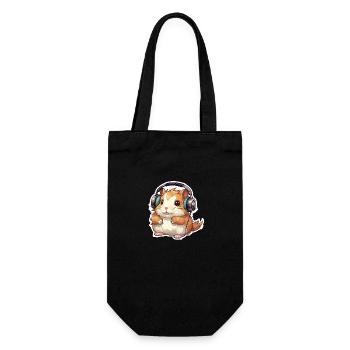 A cute hamster playing video games - Gift Bag for Bottles - black - Front