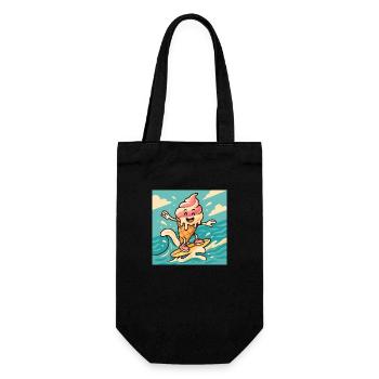 Surfer – Sommerspaß & Frische - Geschenkbeutel für Flaschen - Schwarz - Vorne