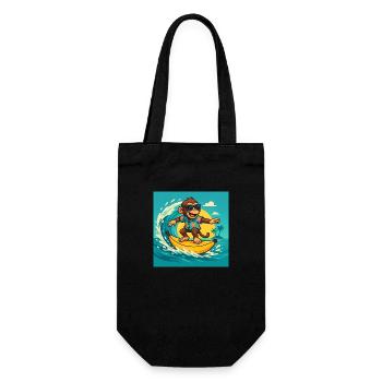 Surfing Monkey – Tropical Banana Vibes - Gift Bag for Bottles - black - Front