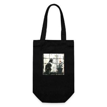 Graffiti Cat Flowerpot Window Street Art bw - Gift Bag for Bottles - black - Front