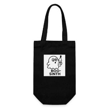 BOO - SINTH - Geistreich betrunken - Geschenkbeutel für Flaschen - Schwarz - Vorne
