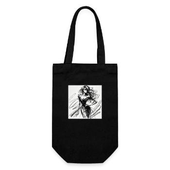 Croquis mode défilé omikly pop femme robe noire - Sac à bouteille - noir - Devant