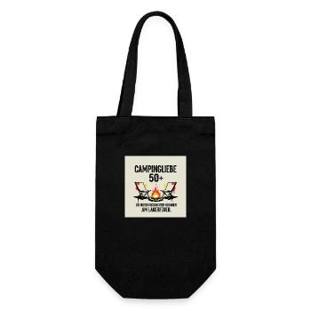 Entdecke unser hochwertiges Camperliebe 50+ Shirt - Geschenkbeutel für Flaschen - Schwarz - Vorne