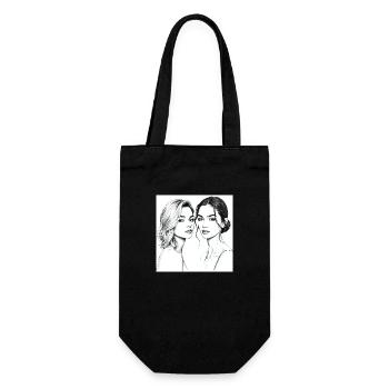Elegante Frauenportraits in Schwarz-Weiß - Geschenkbeutel für Flaschen - Schwarz - Vorne