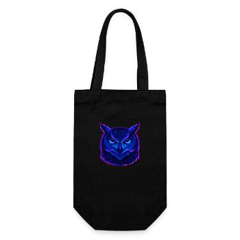 Chouette bleu néon au regard intense - Sac à bouteille - noir - Devant