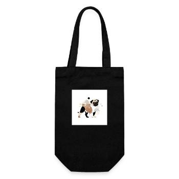 Mops - Geschenkbeutel für Flaschen - Schwarz - Vorne