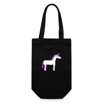 Einhorn Pink Süß Hübsch Freundlich Cartoon Pferd - Geschenkbeutel für Flaschen - Schwarz - Vorne