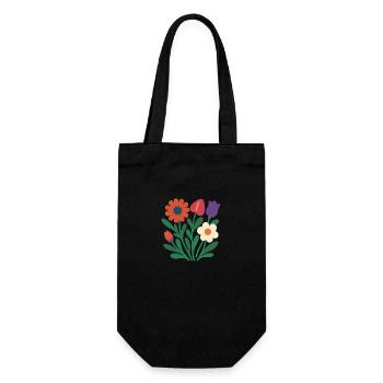 Exotic Bloom 2025 – Mix florales flaches Design  - Geschenkbeutel für Flaschen - Schwarz - Vorne