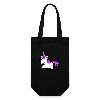 Einhorn Pink Süß Hübsch Freundlich Cartoon Pferd - Geschenkbeutel für Flaschen - Schwarz - Vorne