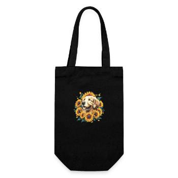 Sunflower Retriever – Golden Love in Bloom - Geschenkbeutel für Flaschen - Schwarz - Vorne
