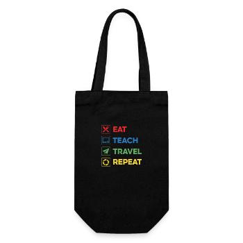 Manger Enseigner Voyage Répéter – Voyage Enseignant Coloré - Sac à bouteille - noir - Devant