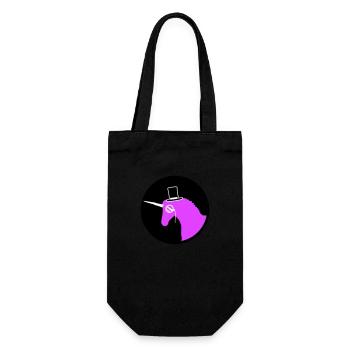 Einhorn Sir Gentleman Mr. reich Monokel Zylinder - Geschenkbeutel für Flaschen - Schwarz - Vorne