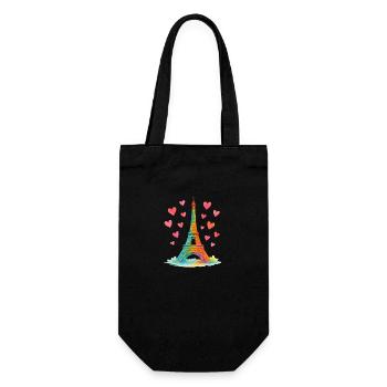 eiffelturm paris aquarell herzen - Geschenkbeutel für Flaschen - Schwarz - Vorne