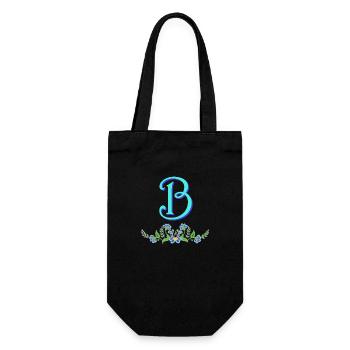 flower blue b - Gift Bag for Bottles - black - Front