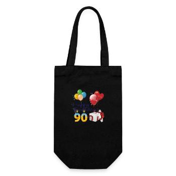 90e Joyeux anniversaire ballons bougies &Cadeau - Sac à bouteille - noir - Devant