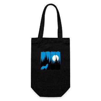 Wolf vor Mond/Sonne Waldbewohner Waldtier Geschenk - Geschenkbeutel für Flaschen - Schwarz - Vorne