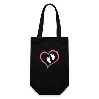 Baby Girl Footprint with Heart - Gift Bag for Bottles - black - Front