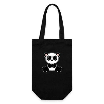 Niedlicher Panda ist genervt - Geschenkbeutel für Flaschen - Schwarz - Vorne