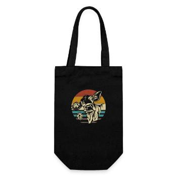 Kuh Kühe Rinder Kälber Kalb Bullen retro vintage - Geschenkbeutel für Flaschen - Schwarz - Vorne